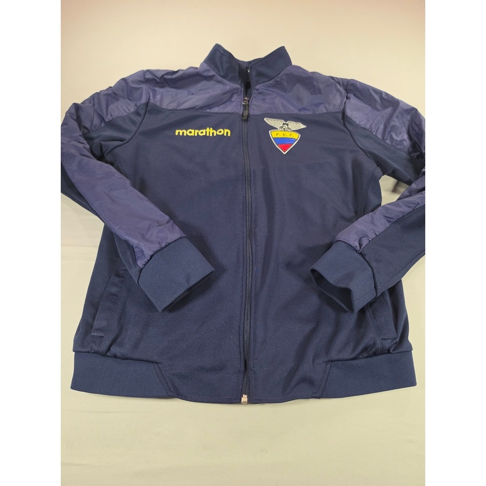 Marathon Ecuador FEF Soccer Track Jacket Navy Blue Full Zip Mens Medium